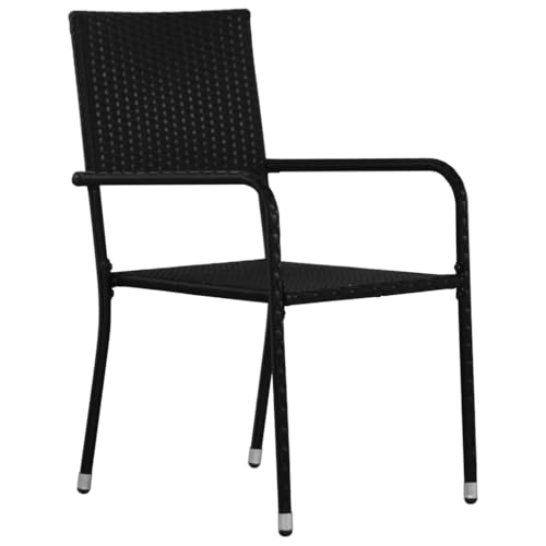 INLIFE Garten-Essstühle 2 STK. Stapelbar Schwarz Poly Rattan,Möbel,Gartenmöbel,Gartensitzmöbel,Gartenstühle,Schwarz,9.2 KG,318698 von INLIFE