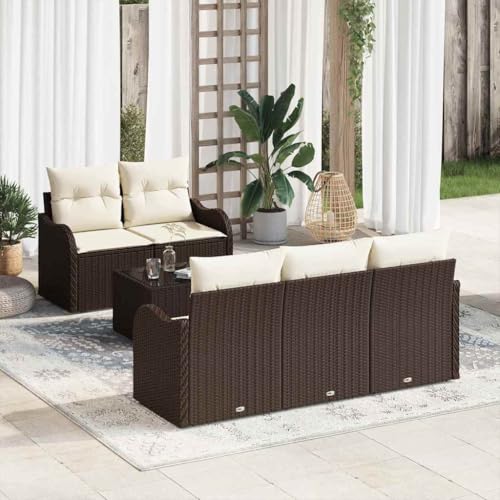 INLIFE Garten-Sofa-Set 6 pcs Braun Poly Rattan,Möbel,Gartenmöbel,Gartenmöbel-Sets,Braun,49 KG,3345578 von INLIFE