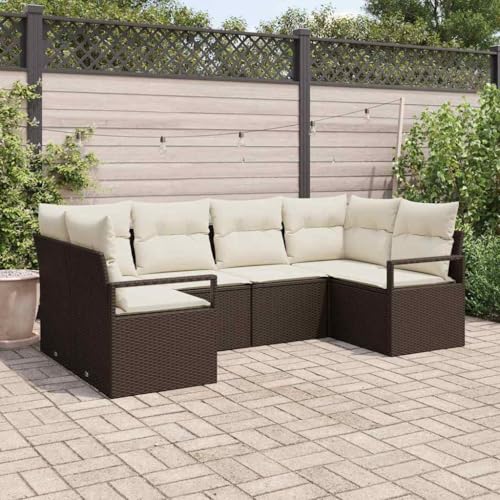 INLIFE Garten-Sofa-Set 6 pcs Braun Poly Rattan,Möbel,Gartenmöbel,Gartenmöbel-Sets,Braun,49 KG,3346518 von INLIFE