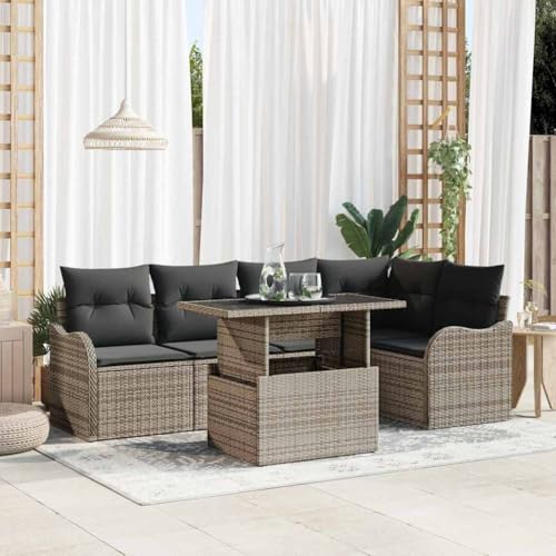 INLIFE Garten-Sofa-Set 6 pcs Grau 100 x 55 x 73 cm Poly Rattan,Möbel,Gartenmöbel,Gartensitzmöbel,Gartensofas,Grau,60.2 KG,3357202 von INLIFE