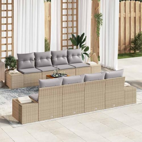 INLIFE Garten-Sofa-Set 7 pcs Beige und Hellgrau,Möbel,Gartenmöbel,Gartenmöbel-Sets,Beige,81.6 KG,3356600 von INLIFE