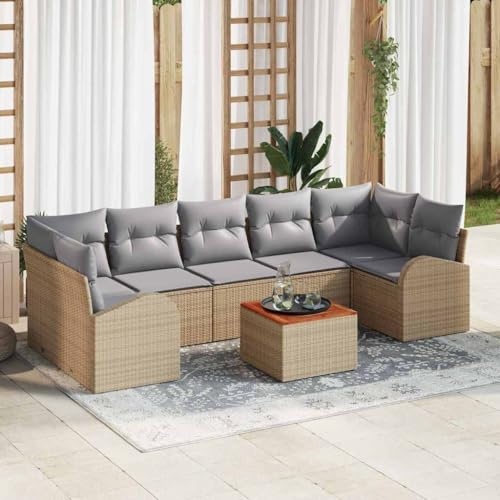 INLIFE Garten-Sofa-Set 8 pcs Beige Poly Rattan,Möbel,Gartenmöbel,Gartenmöbel-Sets,Beige,64 KG,3347546 von INLIFE