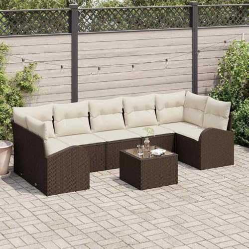 INLIFE Garten-Sofa-Set 8 pcs Braun 55 x 55 x 37 cm Poly-Rattan,Möbel,Gartenmöbel,Gartensitzmöbel,Gartensofas,Braun,63.6 KG,3345958 von INLIFE