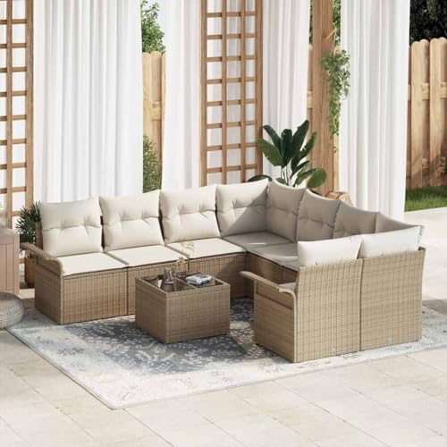 INLIFE Garten-Sofa-Set 9 pcs Beige Poly Rattan,Möbel,Gartenmöbel,Gartenmöbel-Sets,Beige,73 KG,3345301 von INLIFE