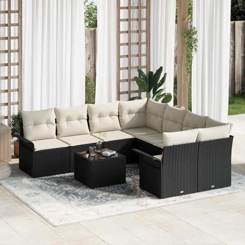 INLIFE Garten-Sofa-Set 9 pcs Schwarz Poly Rattan,Möbel,Gartenmöbel,Gartenmöbel-Sets,Schwarz,71 KG,3345297 von INLIFE