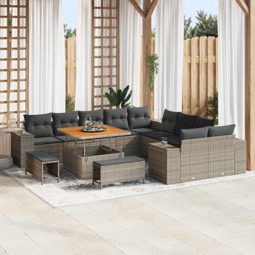INLIFE Garten-Sofa-Set Höhenverstellbar 13 pcs Grau Poly-Rattan,Möbel,Gartenmöbel,Gartenmöbel-Sets,Grau,112 KG,3362058 von INLIFE