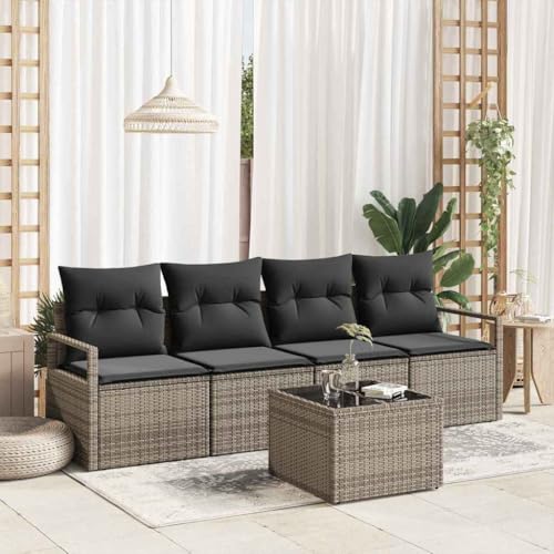 INLIFE Garten-Sofa-Set mit Kissen 5 pcs Grau 55 x 55 x 37 cm,Möbel,Gartenmöbel,Gartensitzmöbel,Gartensofas,Grau,43.4 KG,3354918 von INLIFE