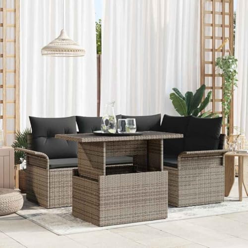 INLIFE Garten-Sofa-Set mit Kissen 5 pcs Grau Poly Rattan,Möbel,Gartenmöbel,Gartenmöbel-Sets,Grau,50 KG,3348275 INLIFE Garten-Sofa-Set mit Kissen 5 pcs Grau Poly Rattan,Möbel,Gartenmöbel,Gartenmöbel-Sets,Grau,50 KG,3348275 von INLIFE
