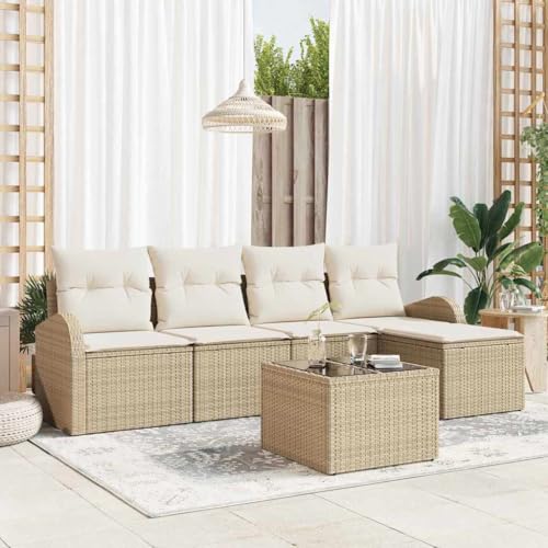 INLIFE Garten-Sofa-Set mit Kissen 6 pcs Beige Poly Rattan,Möbel,Gartenmöbel,Gartenmöbel-Sets,Beige,47.2 KG,3346011 von INLIFE