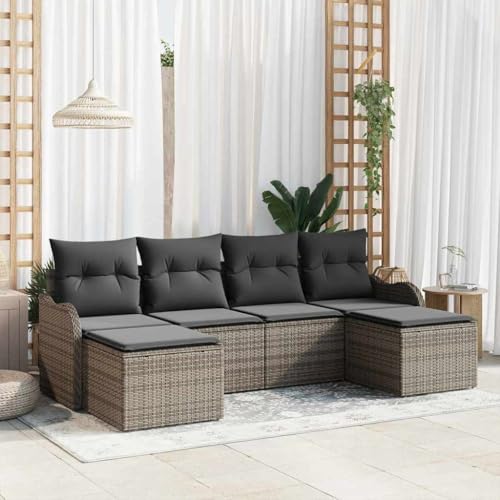 INLIFE Garten-Sofa-Set mit Kissen 6 pcs Grau Poly Rattan,Möbel,Gartenmöbel,Gartenmöbel-Sets,Grau,50 KG,3354478 INLIFE Garten-Sofa-Set mit Kissen 6 pcs Grau Poly Rattan,Möbel,Gartenmöbel,Gartenmöbel-Sets,Grau,50 KG,3354478 von INLIFE