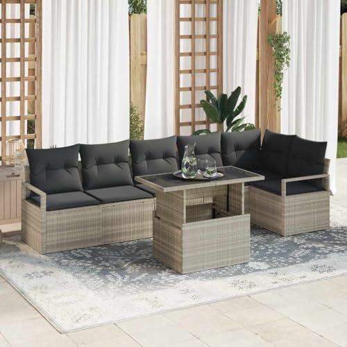 INLIFE Garten-Sofa-Set mit Kissen 7 pcs Hellgrau Poly Rattan,Möbel,Gartenmöbel,Gartenmöbel-Sets,Hellgrau,61.9 KG,3348838 INLIFE Garten-Sofa-Set mit Kissen 7 pcs Hellgrau Poly Rattan,Möbel,Gartenmöbel,Gartenmöbel-Sets,Hellgrau,61.9 KG,3348838 von INLIFE