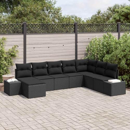 INLIFE Garten-Sofa-Set mit Kissen 8 pcs 319 x 209 x 85 cm Poly Rattan,Möbel,Gartenmöbel,Gartensitzmöbel,Gartensofas,Schwarz,63.6 KG,3347183 von INLIFE