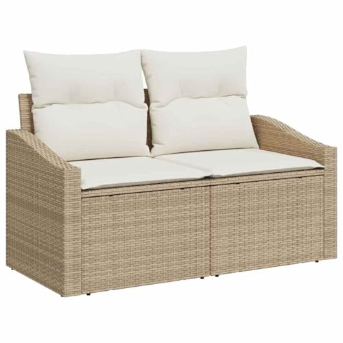 INLIFE Garten-Sofa-Set mit Kissen 9 pcs Beige Poly Rattan,Möbel,Gartenmöbel,Gartenmöbel-Sets,Beige,72.6 KG,3362606 von INLIFE