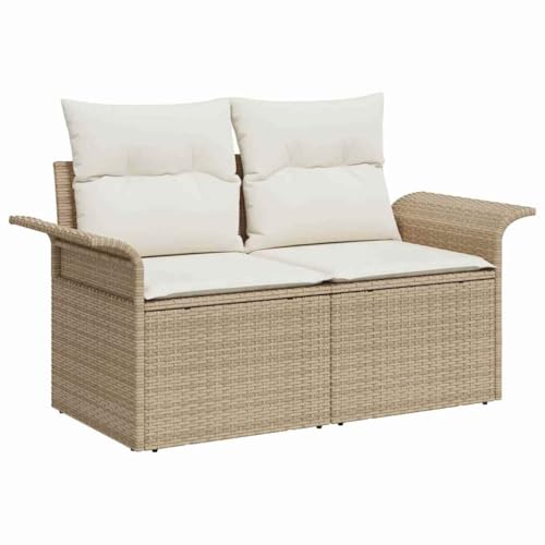 INLIFE Garten-Sofa-Set mit Kissen mit Speicher 6 pcs Beige Poly Rattan,Möbel,Gartenmöbel,Gartenmöbel-Sets,Beige,50 KG,3354000 von INLIFE