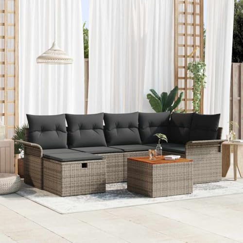 INLIFE Garten-Sofa-Set mit Kissen mit Speicher 7 pcs Grau Poly Rattan,Möbel,Gartenmöbel,Gartenmöbel-Sets,Grau,55.4 KG,3359454 INLIFE Garten-Sofa-Set mit Kissen mit Speicher 7 pcs Grau Poly Rattan,Möbel,Gartenmöbel,Gartenmöbel-Sets,Grau,55.4 KG,3359454 von INLIFE