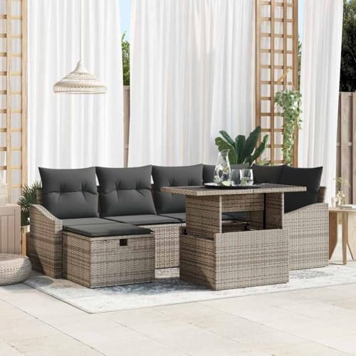 INLIFE Garten-Sofa-Set mit Kissen mit Speicher 7 pcs Grau Poly Rattan,Möbel,Gartenmöbel,Gartenmöbel-Sets,Grau,63.8 KG,3359836 INLIFE Garten-Sofa-Set mit Kissen mit Speicher 7 pcs Grau Poly Rattan,Möbel,Gartenmöbel,Gartenmöbel-Sets,Grau,63.8 KG,3359836 von INLIFE