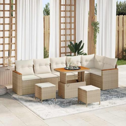 INLIFE Garten-Sofa-Set mit Kissen mit Speicher 9 pcs Beige Poly Rattan,Möbel,Gartenmöbel,Gartensitzmöbel,Gartensofas,Beige,73.6 KG,3365016 INLIFE Garten-Sofa-Set mit Kissen mit Speicher 9 pcs Beige Poly Rattan,Möbel,Gartenmöbel,Gartensitzmöbel,Gartensofas,Beige,73.6 KG,3365016 von INLIFE