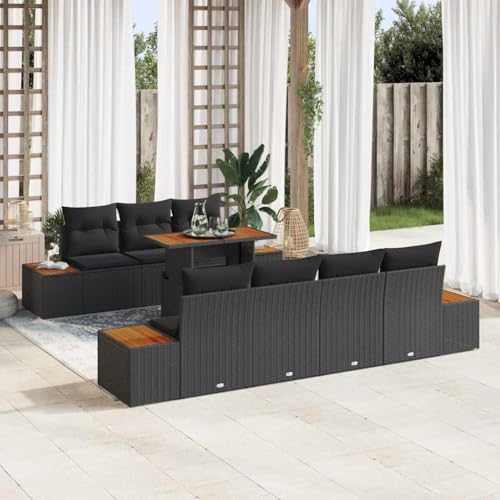 INLIFE Garten-Sofa-Set mit Speicher 8 pcs Schwarz Poly Rattan,Möbel,Gartenmöbel,Gartenmöbel-Sets,Schwarz,83.6 KG,3358777 von INLIFE