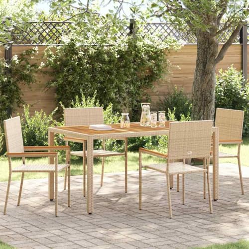 INLIFE Garten Stapelstühle 4 pcs Creme und Braun,Möbel,Gartenmöbel,Gartensitzmöbel,Gartenstühle,Beige,22 KG,3403063 von INLIFE
