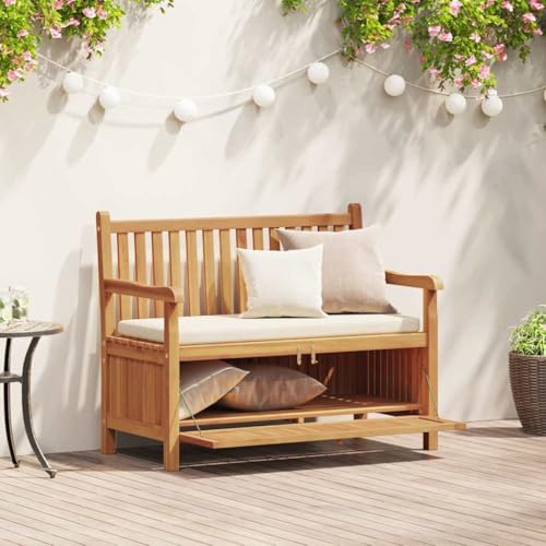 INLIFE Gartenaufbewahrungsbank Braun 114 x 60 x 90 cm Teak-Massivholz,Möbel,Gartenmöbel,Gartensitzmöbel,Gartenbänke,Braun,27.42 KG,42001959 von INLIFE