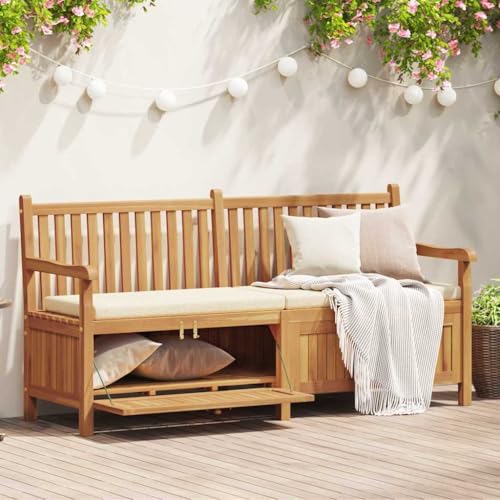 INLIFE Gartenaufbewahrungsbank Braun 180 x 60 x 90 cm Teak-Massivholz,Möbel,Gartenmöbel,Gartensitzmöbel,Gartenbänke,Braun,42.58 KG,42001961 von INLIFE