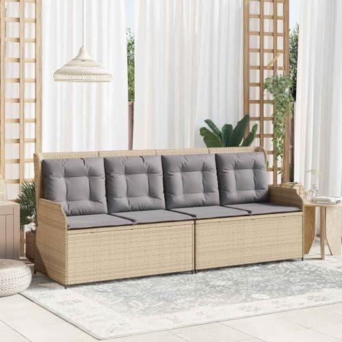 INLIFE Gartenbank mit Kissen Beige Poly Rattan,Möbel,Gartenmöbel,Gartenmöbel-Sets,Beige,22.8 KG,3394452 von INLIFE
