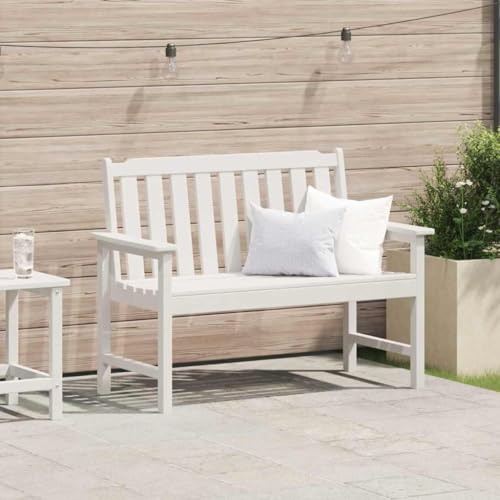 INLIFE Gartenbank mit Kissen Weiß 120 x 59 x 88cm Plastik,Möbel,Gartenmöbel,Gartensitzmöbel,Gartenstühle,Weiß,22.96 KG,42006601 von INLIFE