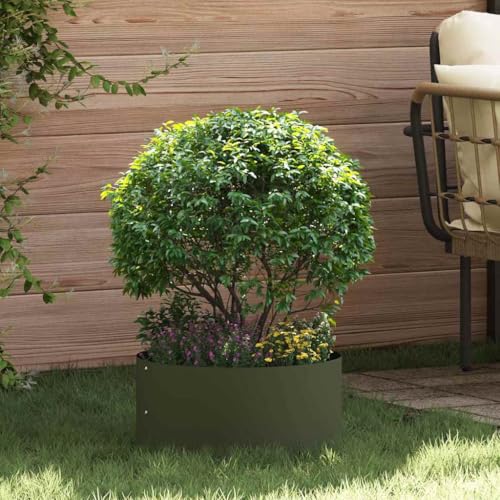 INLIFE Gartenblumentopf Olivgrün 40 x 40 x 20 cm Stahl,Heim & Garten,Rasen & Garten,Gartenpflege,Blumentöpfe & Pflanzgefäße,Olivgrün,2.1 KG,873612 von INLIFE