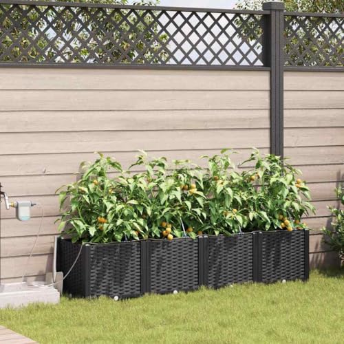 INLIFE Gartenpflanzer Schwarz 160 x 40 x 37.5 cm Stahl,Heim & Garten,Rasen & Garten,Gartenpflege,Blumentöpfe & Pflanzgefäße,Schwarz,10.09 KG,42002847 von INLIFE