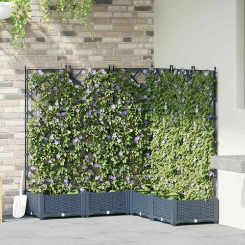 INLIFE Gartenpflanzer mit Gitter 5 pcs Grau 120 x 120 x 125,5 cm PP,Heim & Garten,Rasen & Garten,Gartenpflege,Blumentöpfe & Pflanzgefäße,Grau,12.23 KG,42002865 von INLIFE
