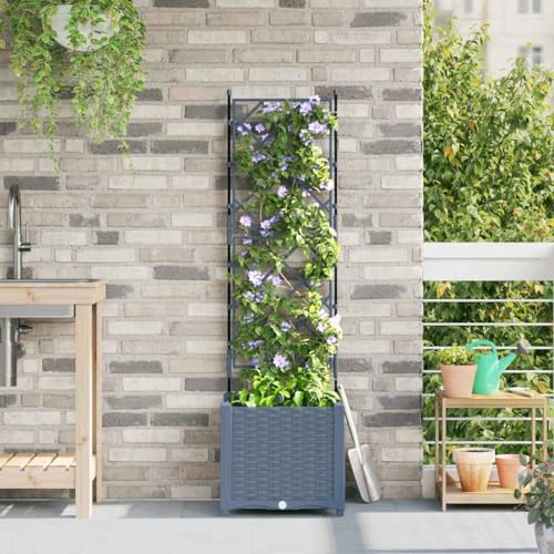 INLIFE Gartenpflanzer mit Gitter Hellgrau 40 x 40 x 143 cm PP,Heim & Garten,Rasen & Garten,Gartenpflege,Blumentöpfe & Pflanzgefäße,Hellgrau,4.03 KG,42002882 von INLIFE