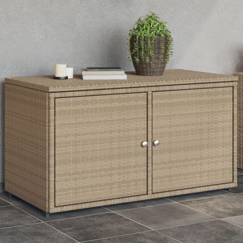 INLIFE Gartenschrank Beige 110x55x60,5 cm Poly Rattan,Möbel,Gartenmöbel,Gartenboxen,Beige,13.78 KG,365570 von INLIFE