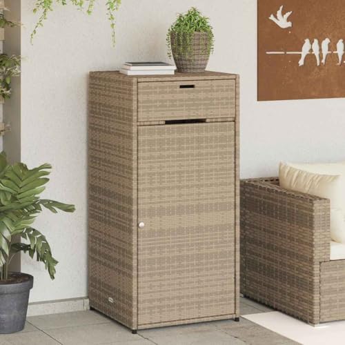 INLIFE Gartenschrank Beige 55x55x111 cm Poly Rattan,Möbel,Gartenmöbel,Gartenboxen,Beige,13 KG,365562 von INLIFE