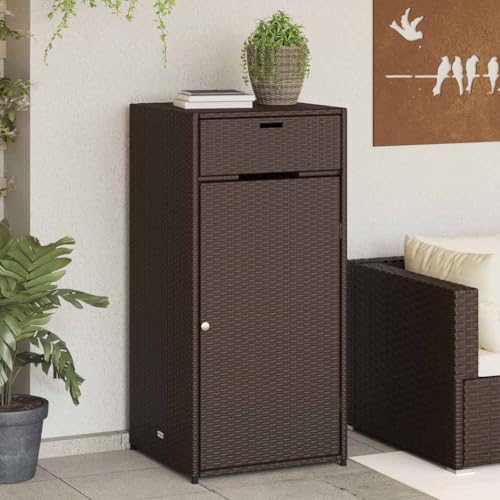 INLIFE Gartenschrank Braun 55x55x111 cm Poly Rattan,Möbel,Gartenmöbel,Gartenboxen,Braun,12.6 KG,365560 von INLIFE