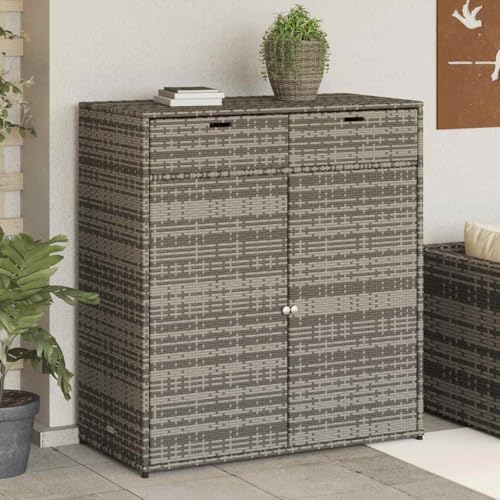 INLIFE Gartenschrank Grau 105x55x113 cm Poly Rattan,Möbel,Gartenmöbel,Gartenboxen,Grau,21.1 KG,365565 von INLIFE