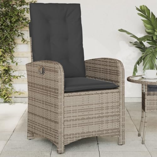 INLIFE Gartensessel Verstellbar mit Kissen Grau Poly Rattan,Möbel,Gartenmöbel,Gartensitzmöbel,Gartenstühle,Grau,10.2 KG,365163 von INLIFE