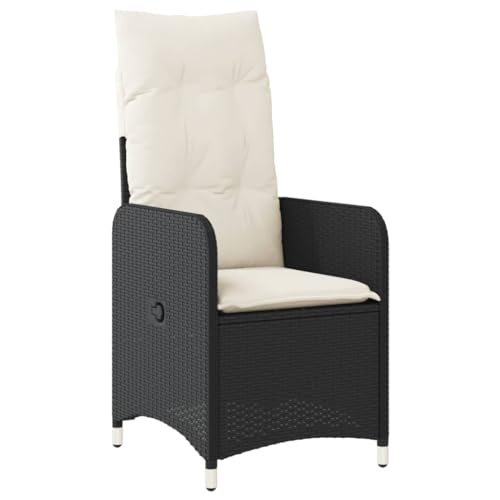 INLIFE Gartensessel Verstellbar mit Kissen Schwarz Poly Rattan,Möbel,Gartenmöbel,Gartensitzmöbel,Gartenstühle,Schwarz,10.2 KG,365680 von INLIFE
