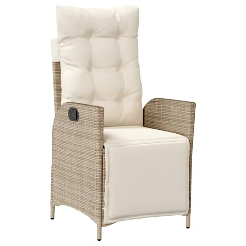 INLIFE Gartensessel mit Fußteil 2 STK. Verstellbar Beige Poly Rattan,Möbel,Gartenmöbel,Gartensitzmöbel,Gartenstühle,Beige,21.4 KG,365292 von INLIFE