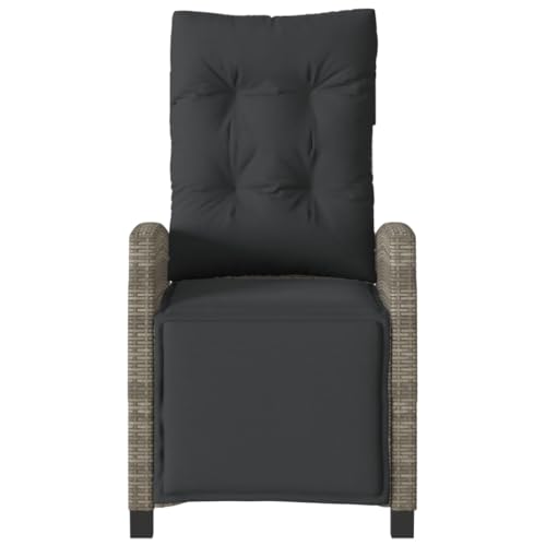 INLIFE Gartensessel mit Fußteil 2 STK. Verstellbar Grau Poly Rattan,Möbel,Gartenmöbel,Gartensitzmöbel,Gartenstühle,Grey,23.2 KG,365243 von INLIFE