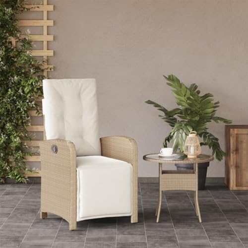 INLIFE Gartensessel mit Fußteil Verstellbar Beige Poly Rattan,Möbel,Gartenmöbel,Gartensitzmöbel,Gartenstühle,Beige,11 KG,365188 von INLIFE