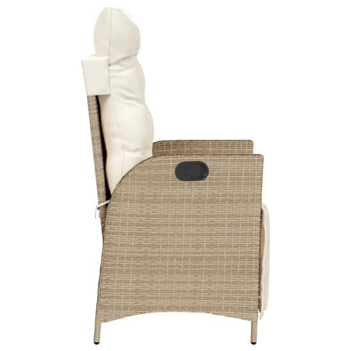INLIFE Gartensessel mit Fußteil Verstellbar Beige Poly Rattan,Möbel,Gartenmöbel,Gartensitzmöbel,Gartenstühle,Beige,11.2 KG,365284 von INLIFE