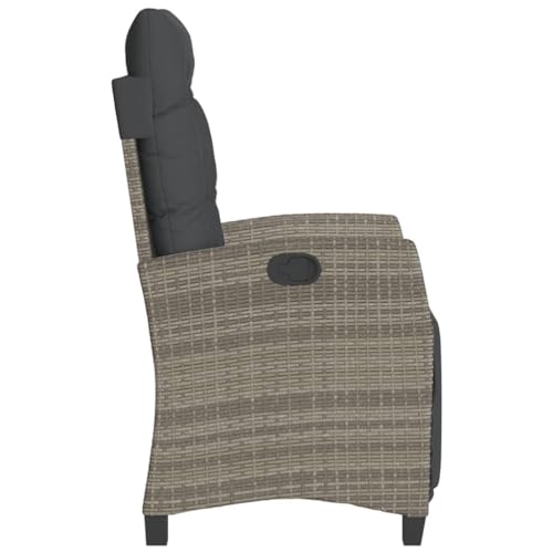 INLIFE Gartensessel mit Fußteil Verstellbar Grau Poly Rattan,Möbel,Gartenmöbel,Gartensitzmöbel,Gartenstühle,Grey,12 KG,365235 von INLIFE