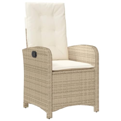 INLIFE Gartensessel mit Kissen Verstellbar Beige Poly Rattan,Möbel,Gartenmöbel,Gartensitzmöbel,Gartenstühle,Beige,10.2 KG,365164 von INLIFE