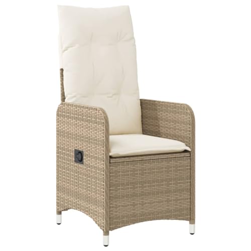 INLIFE Gartensessel mit Kissen Verstellbar Beige Poly Rattan,Möbel,Gartenmöbel,Gartensitzmöbel,Gartenstühle,Beige,10.2 KG,365683 von INLIFE