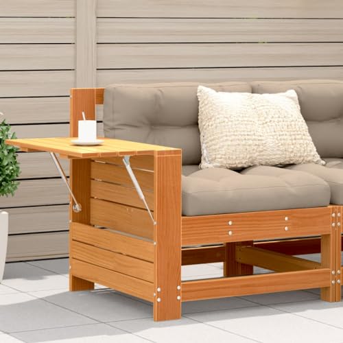 INLIFE Gartensofa mit Armlehne und Beistelltisch Massivholz Kiefer,Möbel,Gartenmöbel,Gartensitzmöbel,Gartensofaelemente,Braun,13.23 KG,844880 von INLIFE
