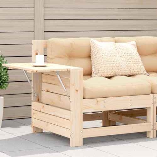 INLIFE Gartensofa mit Armlehne und Kissen Massivholz Kiefer,Möbel,Gartenmöbel,Gartensitzmöbel,Gartensofaelemente,Braun,16.59 KG,844913 von INLIFE