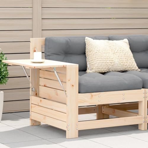 INLIFE Gartensofa mit Armlehne und Kissen Massivholz Kiefer,Möbel,Gartenmöbel,Gartensitzmöbel,Gartensofaelemente,Braun,16.59 KG,844914 von INLIFE