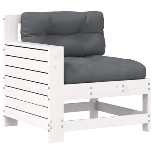 INLIFE Gartensofa mit Armlehne und Kissen Weiß Massivholz Kiefer,Möbel,Gartenmöbel,Gartensitzmöbel,Gartensofaelemente,Weiß,16.17 KG,844921 von INLIFE