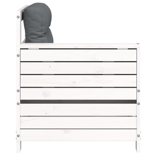 INLIFE Gartensofa mit Armlehne und Kissen Weiß Massivholz Kiefer,Möbel,Gartenmöbel,Gartensitzmöbel,Gartensofaelemente,Weiß,16.59 KG,844915 von INLIFE