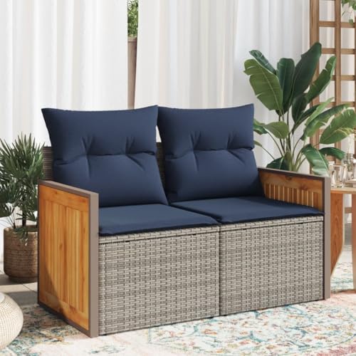 INLIFE Gartensofa mit Kissen 2-Sitzer Grau Poly Rattan,Möbel,Gartenmöbel,Gartensitzmöbel,Gartensofas,Grau,19.4 KG,366161 von INLIFE
